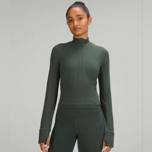 Lululemon Its Rulu Run Cropped Half Zip, Size 4 green